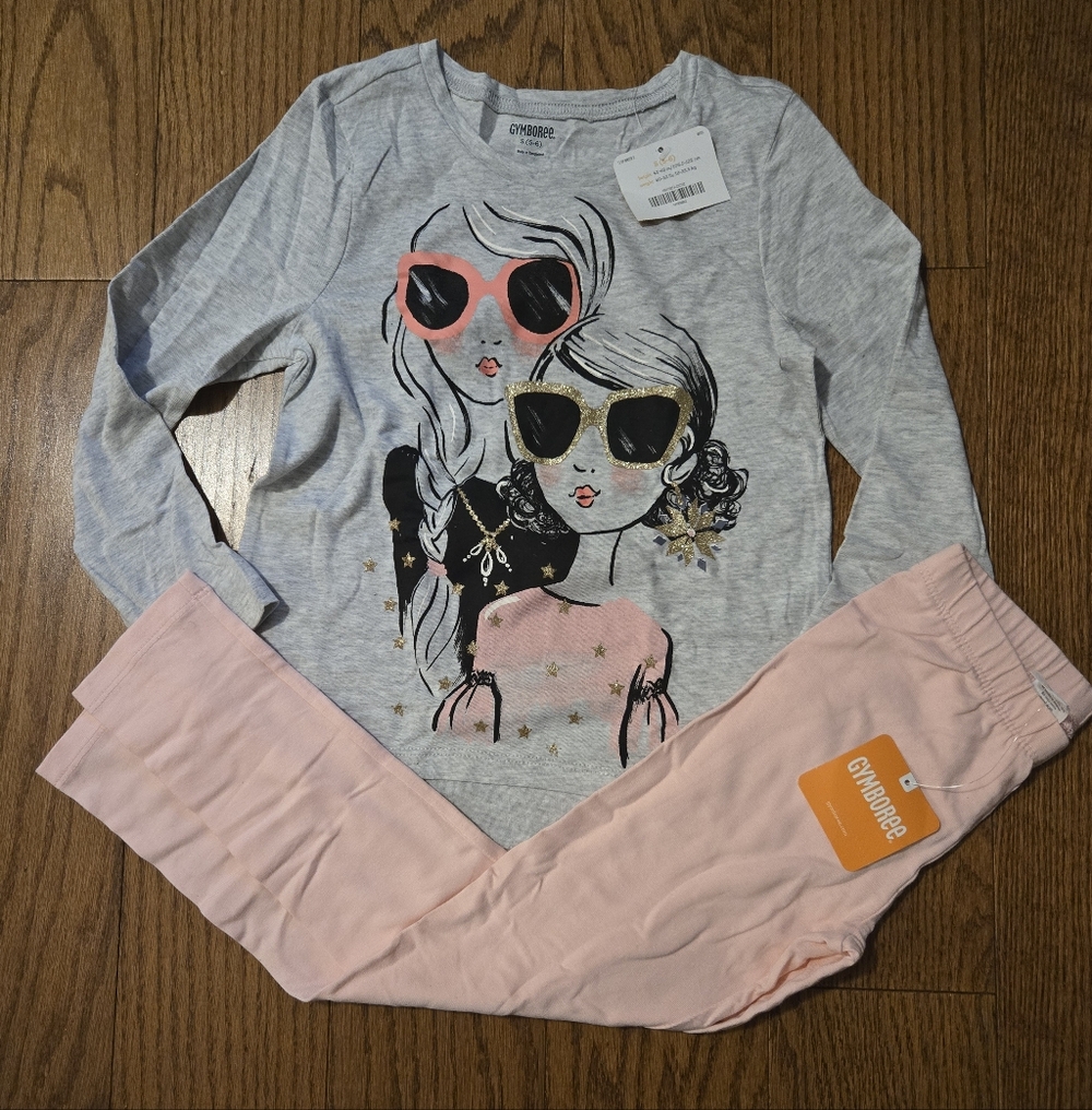 Gymboree Gray and Pink Graphic Outfit
